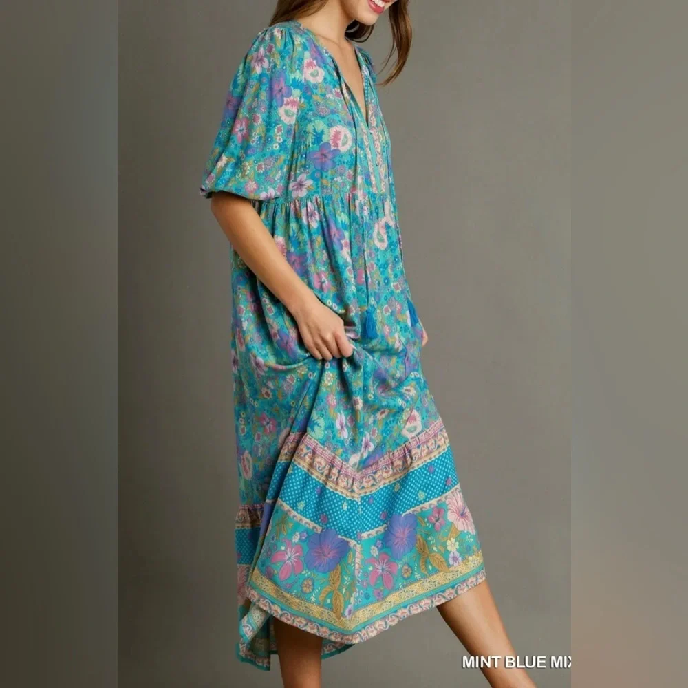 Umgee womans Hibiscus Lane boho midi dress size M - Picture 3 of 15